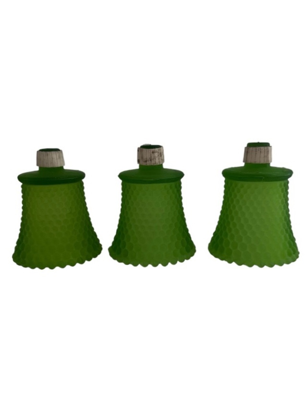 Vintage Green Frosted Hobnail Glass Votive Cup Candle Holders Set 3 - Picture 2 of 5